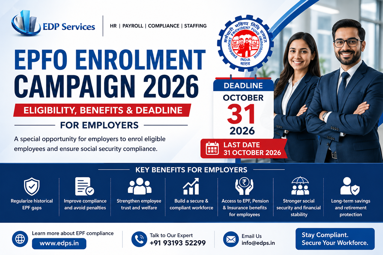 EPFO Enrolment Campaign 2026: Eligibility, Benefits & October 31 Deadline for Employers